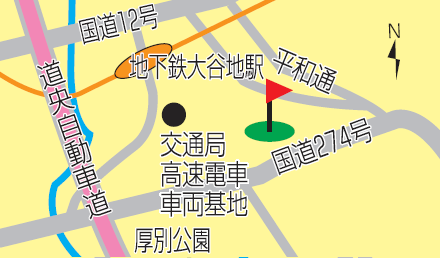 大谷地交通局車両基地コースの地図
