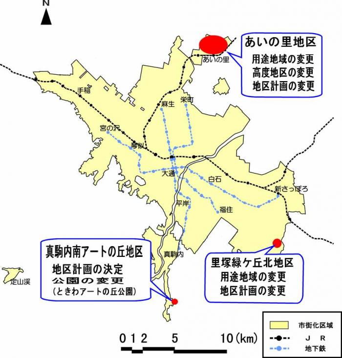 位置図：各地区の概ねの位置（2003年3月3日）