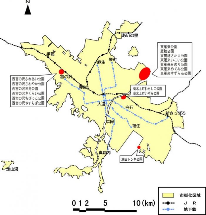位置図：公園の変更（2002年3月26日告示）