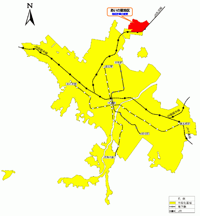 位置図：地区計画の変更（平成17年（2005年）6月15日告示）