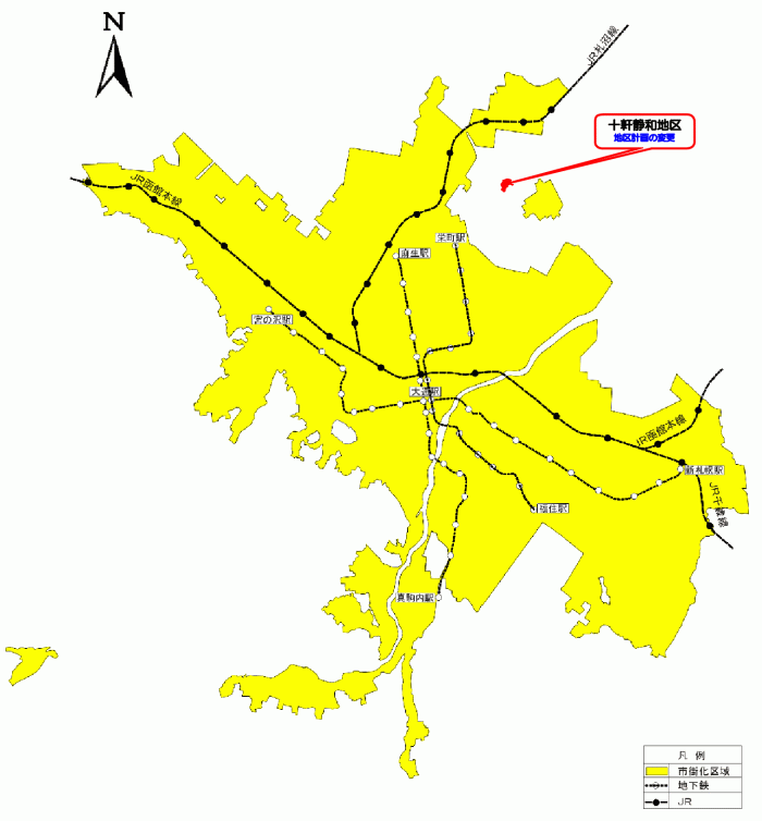 位置図：地区計画の変更（平成17年（2005年）8月11日告示）