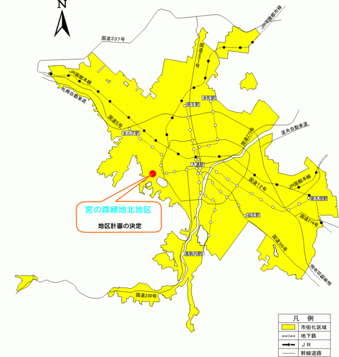位置図：地区計画の決定（平成18年（2006年）12月13日告示）