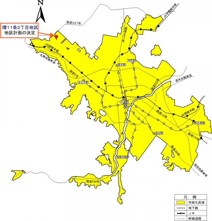 位置図：地区計画の決定（平成22年（2010年）6月9日告示）