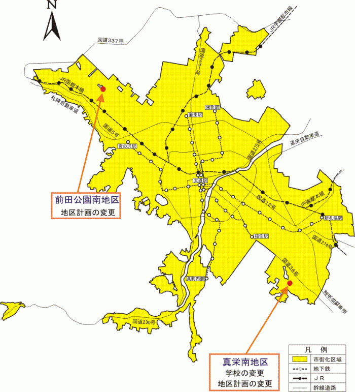 位置図：前田公園南地区（平成22年（2010年）10月5日告示）