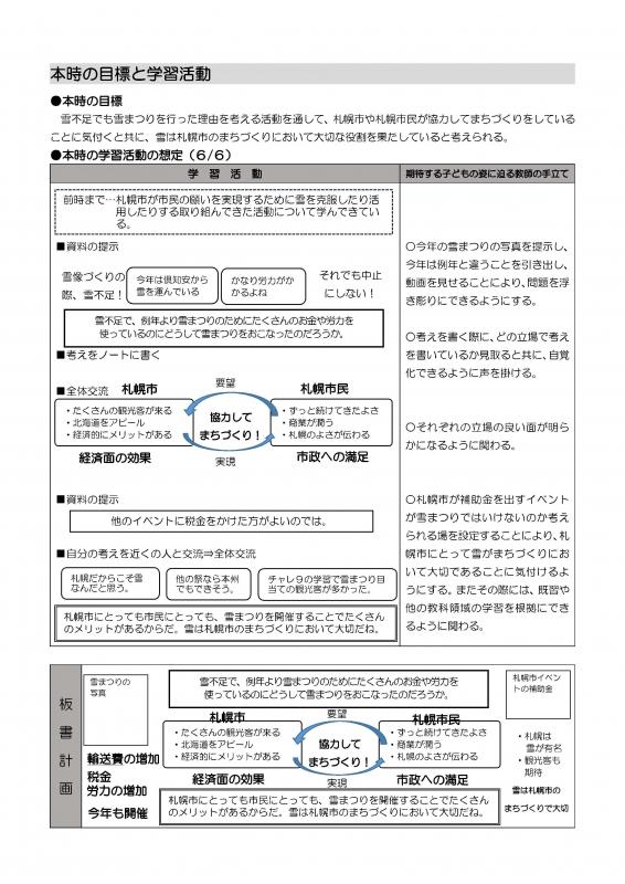 「札幌市民の願いを実現する政治」学習指導案画像1