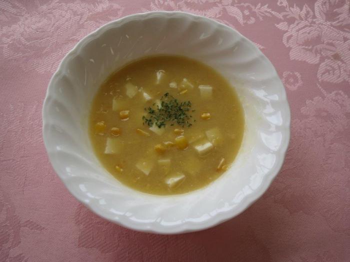 豆腐入りコーンスープの写真