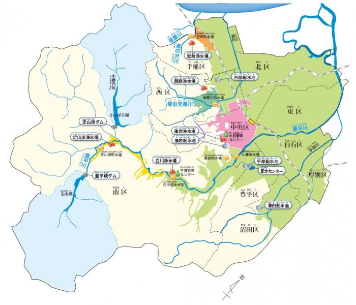 札幌市の浄水場マップ