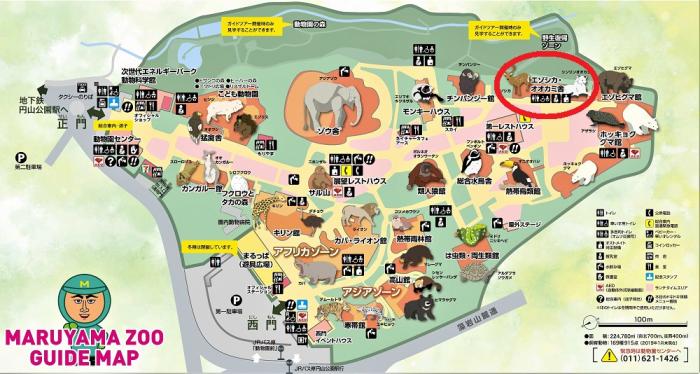 円山動物園マップ・エゾシカ・オオカミ舎