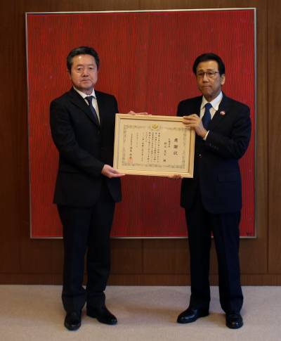 北海道防衛局から感謝状をいただきました