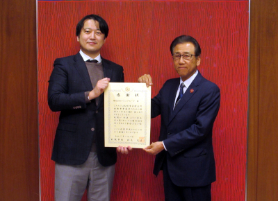 株式会社メルコグループからの寄付に対する感謝状贈呈式