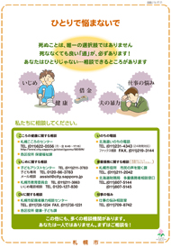 自殺に関する普及啓発パネル「自殺予防について（ひとりで悩まないで）」の画像