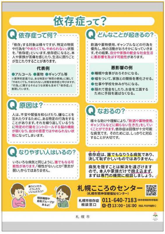 精神疾患に関する普及啓発パネル「依存症って？」の画像
