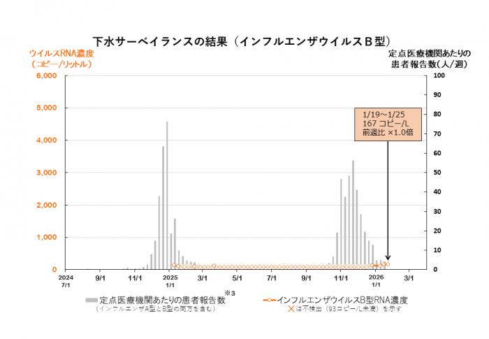 調査結果のグラフ（インフルエンザウイルスB型）