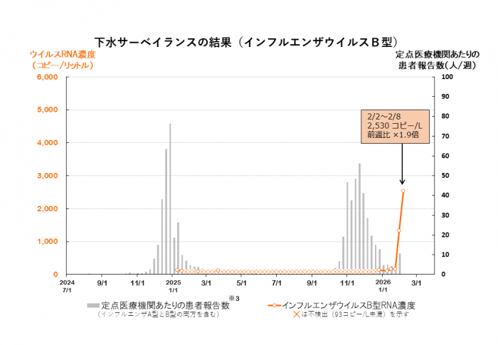 調査結果のグラフ(インフルエンザウイルスB型)