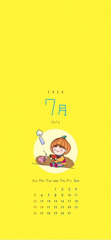 7月のタッピーカレンダーイラスト