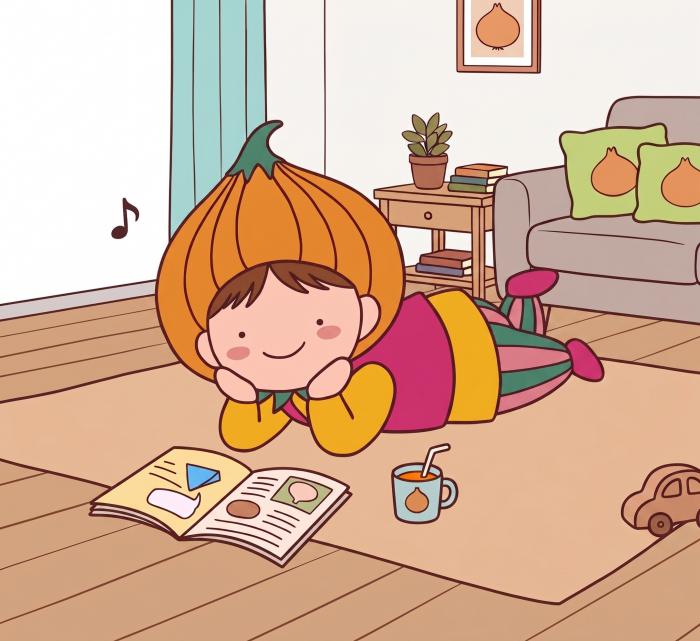 家でくつろぐタッピーイラスト