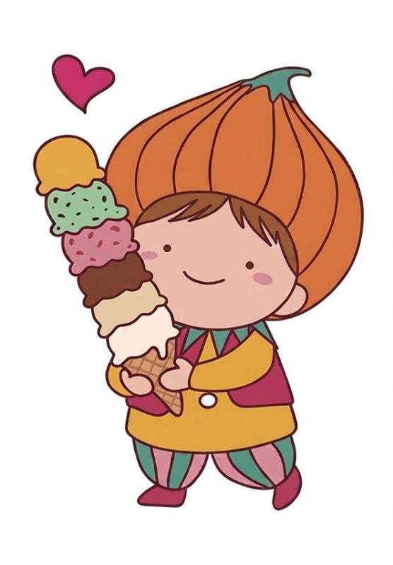 5段重ねアイスを楽しむタッピーイラスト