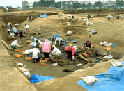 写真6擦文時代の川跡を調査している様子