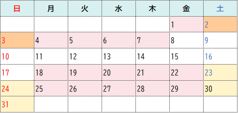 令和7年8月の訓練日程表2