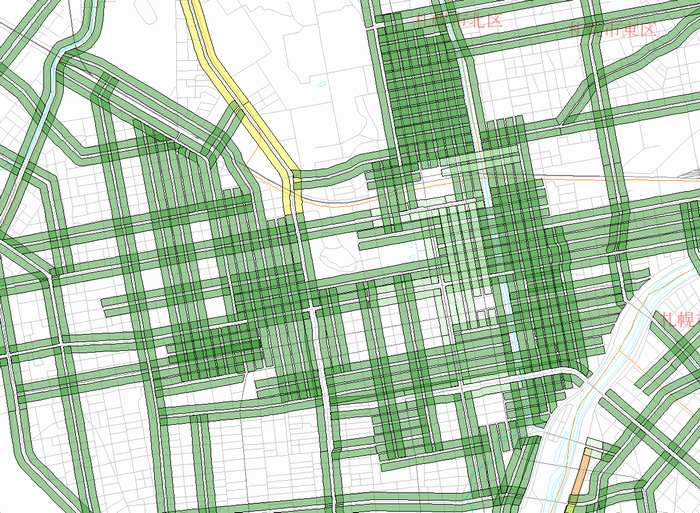 区間別集計データ　市中心部　昼間