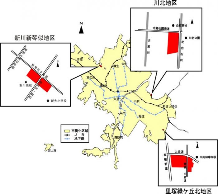 各地区の概ねの位置（2001年8月15日告示）