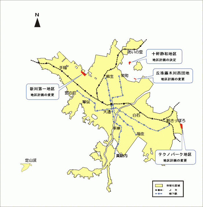 位置図：各地区の概ねの位置（2004年3月9日告示）
