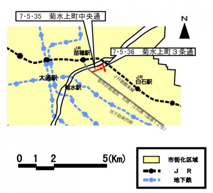 位置図：道路の変更（2002年3月26日告示）
