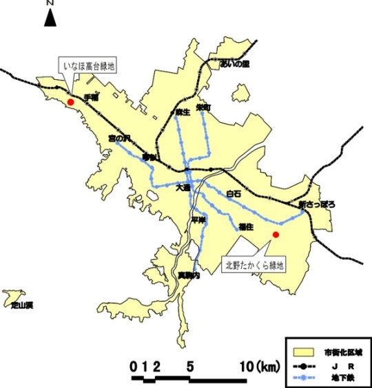 位置図：緑地の変更（2002年8月1日告示）