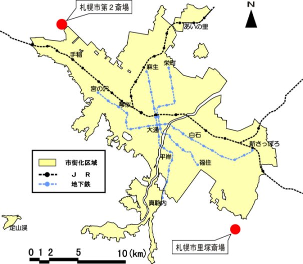 位置図：火葬場の変更（2002年2月26日告示）