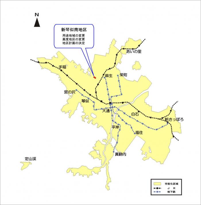 位置図：新琴似南地区（2003年9月3日告示）