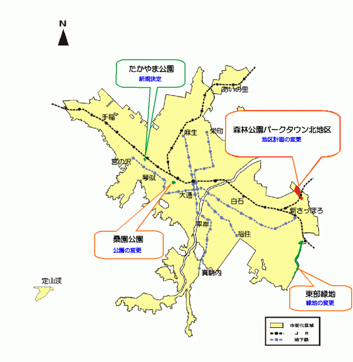 位置図：各地区の概ねの位置（平成16年（2004年）12月10日告示）