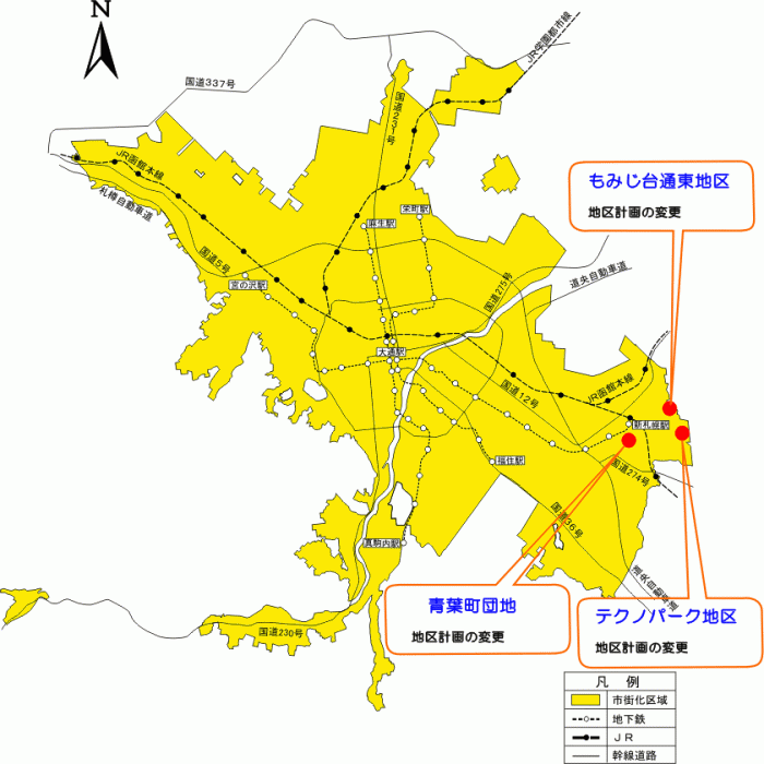 位置図：地区計画の変更（平成19年（2007年）2月20日告示）