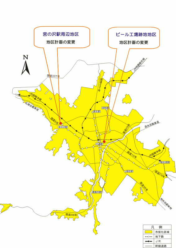 位置図：地区計画の変更（平成19年（2007年）11月30日告示）