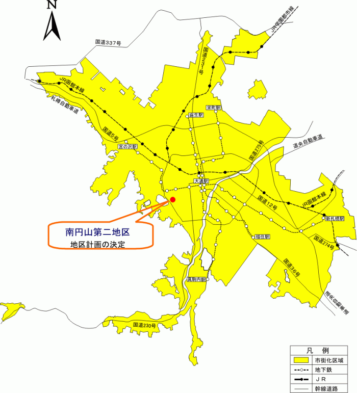 位置図：地区計画の決定（平成20年（2008年）6月18日告示）