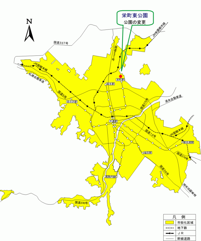 位置図：公園の変更（平成21年（2009年）3月5日告示）