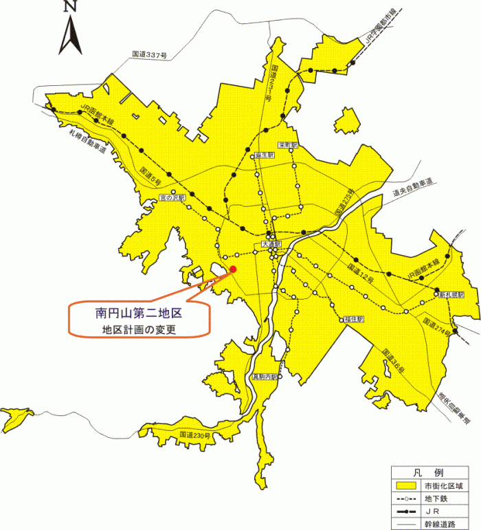 位置図：地区計画の変更（平成22年（2010年）12月2日告示）