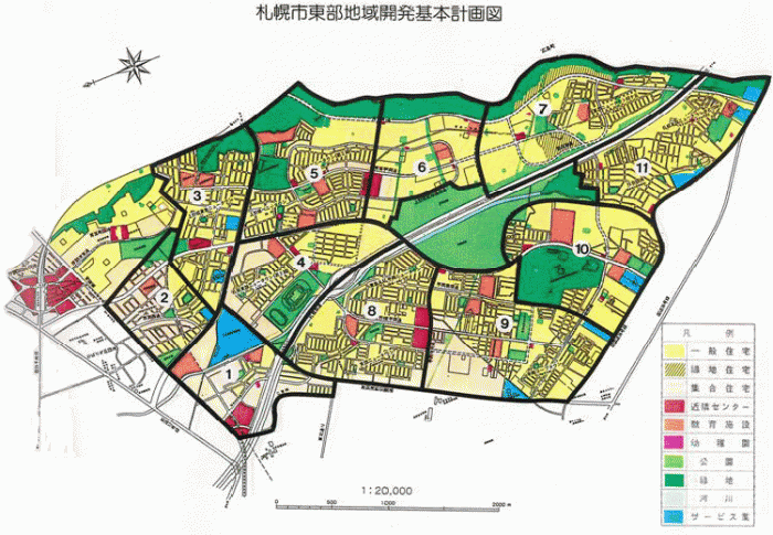 札幌市東部地域開発基本計画図