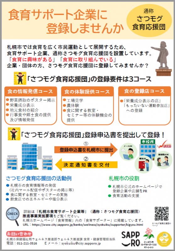 チラシ(札幌市食育サポート企業等募集)