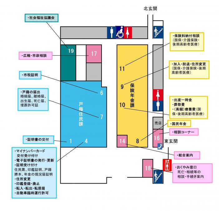 北区役所1階庁舎案内図