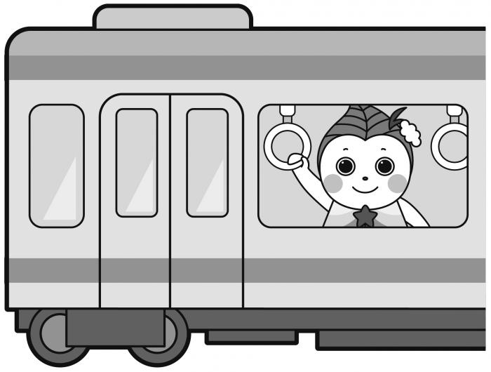 ぽっぴぃが電車に乗るイラスト