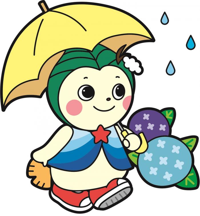 ぽっぴぃが梅雨を過ごすイラスト