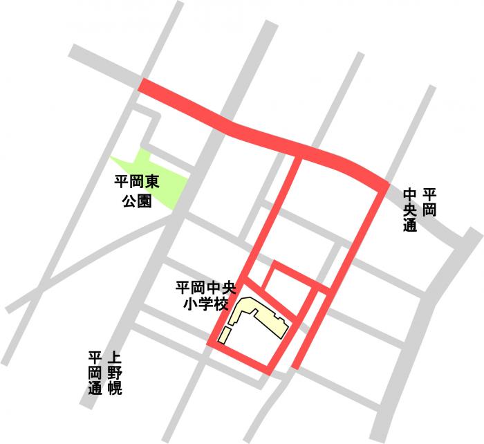 平岡中央小学校活動区域図