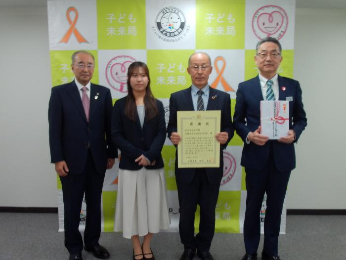 20260114感謝状贈呈式の様子（株式会社田中組役職員交通遺児を守る会）