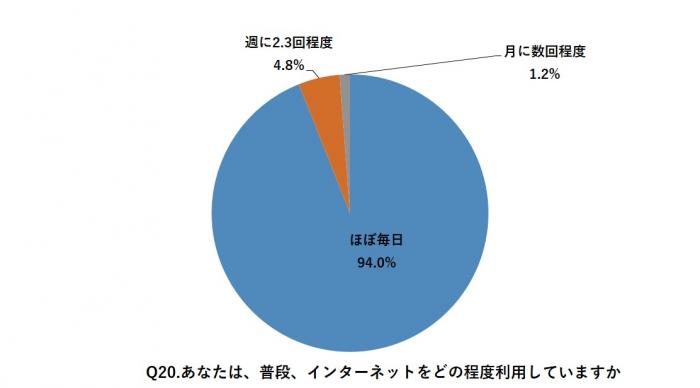 Q20.あなたは、普段、インターネットをどの程度程度利用していますか