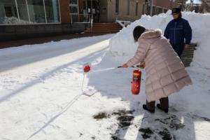 水消火器を使用した訓練