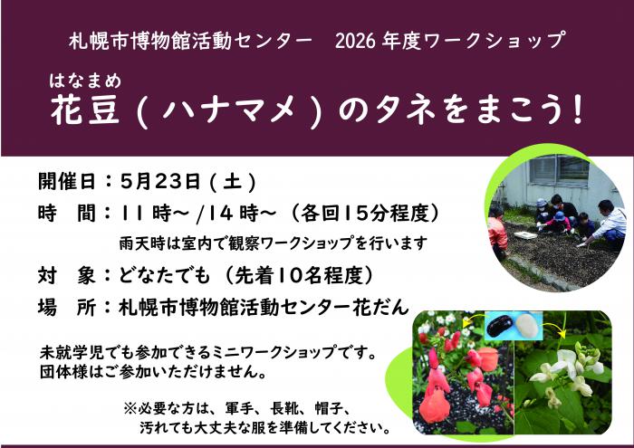 ワークショップ「花豆のタネをまこう」のチラシ