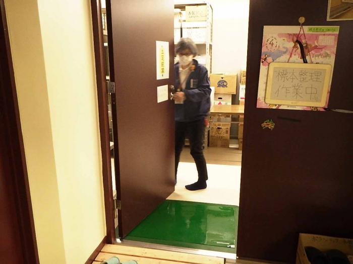標本庫入り口の扉。