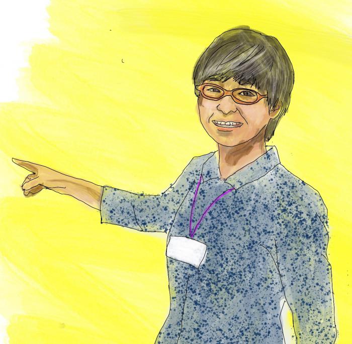 山崎学芸員の似顔絵