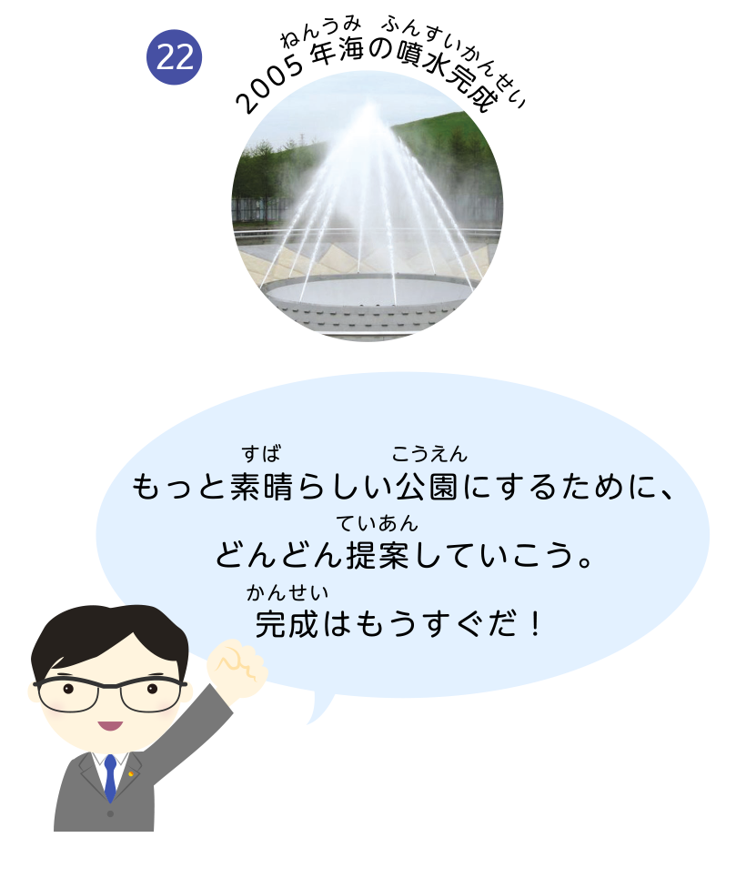 もっと素晴らしい公園にするために、どんどん提案していこう。完成はもうすぐだ！