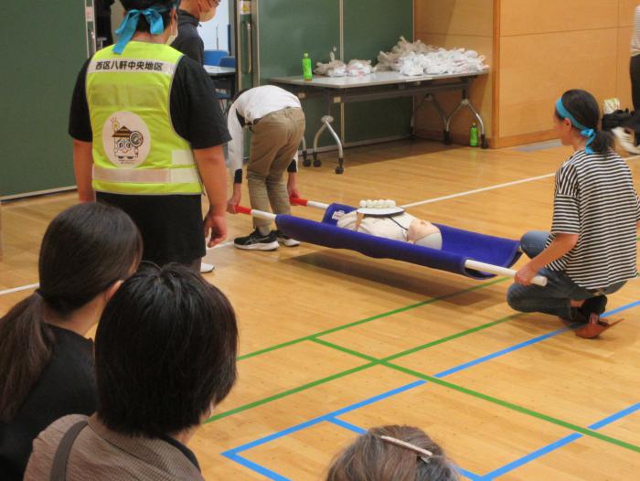 防災研修（防災スポーツ）の様子